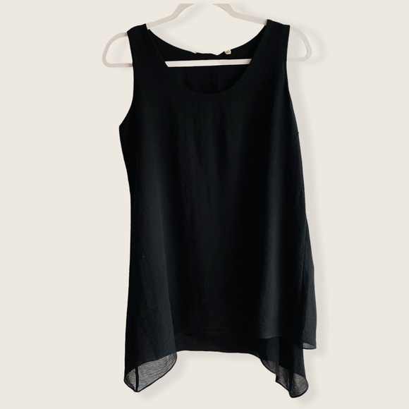 Soft Surroundings Black Sheer Layered Sleeveless Top Size PM - Picture 1 of 8